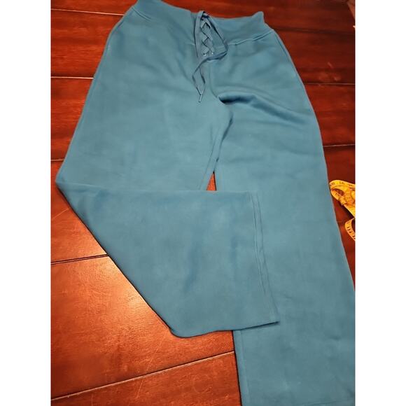 Victoria's Secret Cotton High-Rise Fleece Wide-Leg Lace-Up Pants Sz XL NWT - Picture 1 of 11